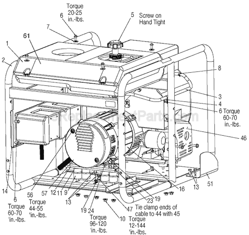 Page C Diagram and Parts List for H1000IS-W Type 1 Porter Cable Generator